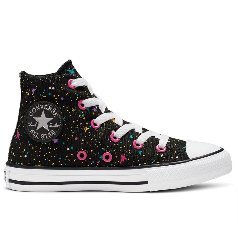 Converse Kids Sneakers - Black with Pink and Blue Accents